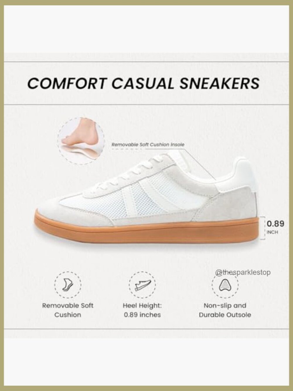 Womens Fashion Sneakers with Removable Insole Lightweight Non-Slip Lace-Up - Picture 3 of 7